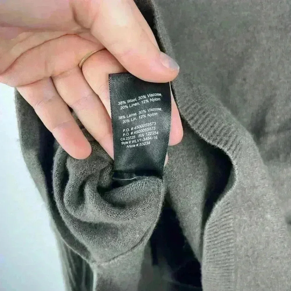 Aritzia Babaton Linen Wool Blend Baylor V-neck Long Sleeve Sweater Green XXS/XS - Picture 12 of 12